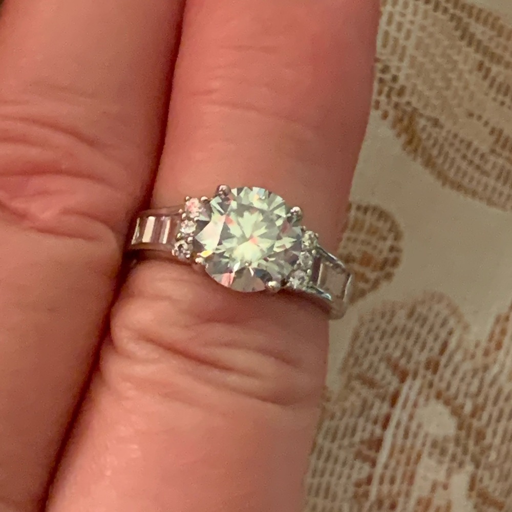 2.90 Ct VVS1 Sky Blue Moissanite Ring, Size 7